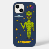 Coques Case-Mate iPhone Space Alien with Flying Saucer Personalized (Verso)