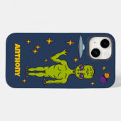 Coques Case-Mate iPhone Space Alien with Flying Saucer Personalized (Verso (horizontal))