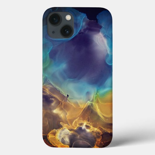 Coques Case-Mate iPhone Space Nebula bleu jaune Alcool art (Verso)