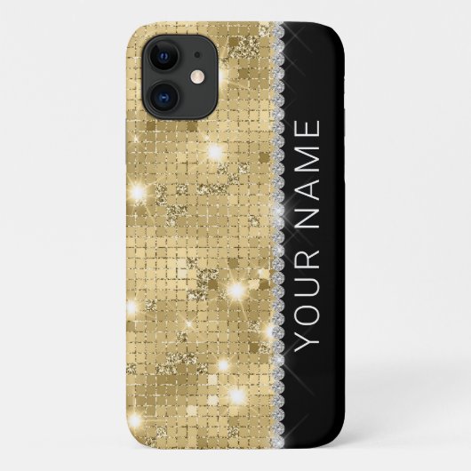 Coques Case-Mate iPhone Sparkle Gold Parties scintillant Nom personnalisé (Dos)