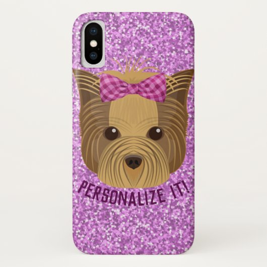 Coques Case-Mate iPhone Sparkle Yorkshire Terrier Puppy Dog Parties scinti (Dos)