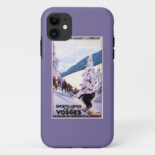 Coques Case-Mate iPhone Spectateurs observant l'affiche de skieur (Dos)