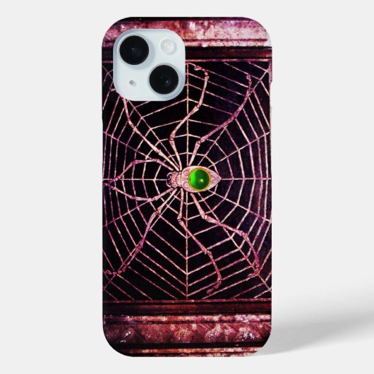 Coques Case-Mate iPhone SPIDER ET WEB Green Emerald Gem Black (Verso)