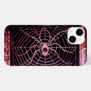 Coques Pour iPhone SPIDER ET WEB PURPLE GEMSTONE Noir