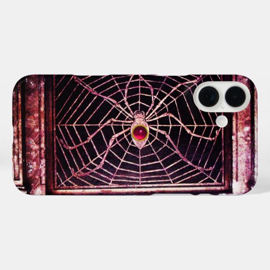Coques Case-Mate iPhone SPIDER ET WEB Rouge rose rubis noir (Verso (horizontal))
