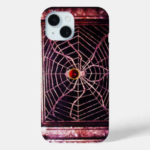 Coque Pour iPhone 15 SPIDER ET WEB Rouge Ruby Noir