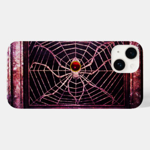Coque Pour iPhone 14 SPIDER ET WEB Rouge Ruby Noir