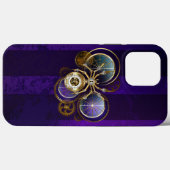 Coques Case-Mate iPhone Spider Steampunk sur Arrière - plan pourpre (Verso (horizontal))