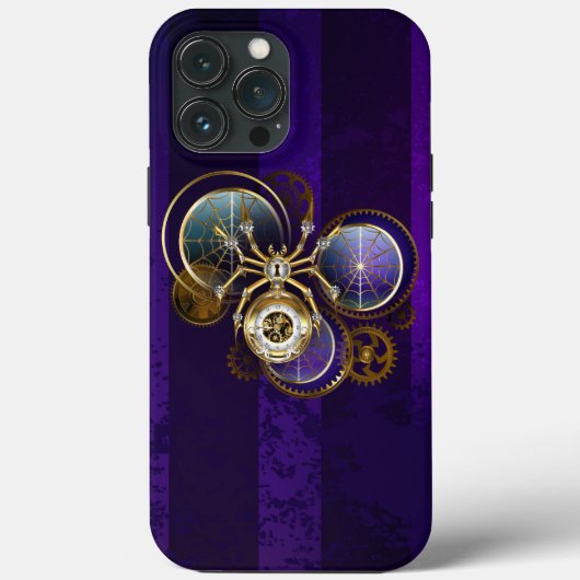 Coques Case-Mate iPhone Spider Steampunk sur Arrière - plan pourpre (Verso)