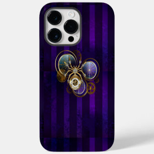 Coque Pour Pour iPhone 14 Pro Max Spider Steampunk sur Arrière - plan pourpre