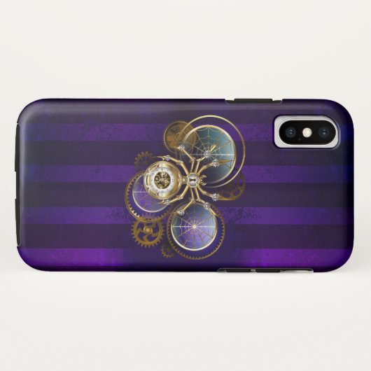 Coques Case-Mate iPhone Spider Steampunk sur Arrière - plan pourpre (Dos (Horizontal))