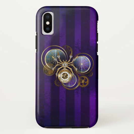 Coques Case-Mate iPhone Spider Steampunk sur Arrière - plan pourpre (Dos)