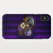 Coques Case-Mate iPhone Spider Steampunk sur Arrière - plan pourpre (Dos (Horizontal))