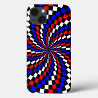 Spirale rouge blanc de Checker bleu par Kenneth Yo