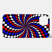 Coques Case-Mate iPhone Spirale rouge blanc de Checker bleu par Kenneth Yo (Verso (horizontal))