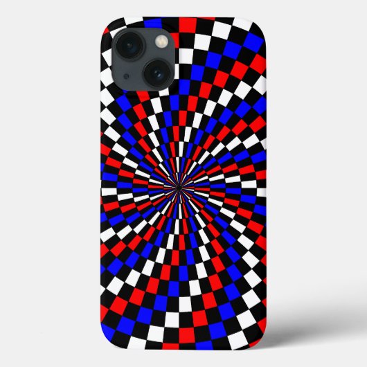 Coques Case-Mate iPhone Spirale rouge blanc de Checker bleu par Kenneth Yo (Verso)