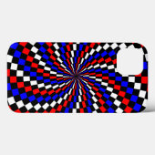 Coques Case-Mate iPhone Spirale rouge blanc de Checker bleu par Kenneth Yo (Verso (horizontal))