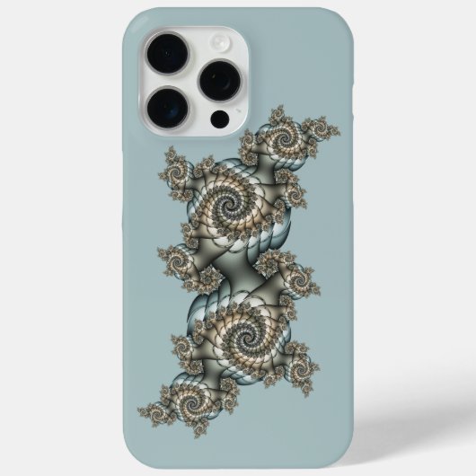 Coques Case-Mate iPhone Spirales d'art fractal beige abstrait bleu clair (Verso)