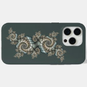 Coques Case-Mate iPhone Spirales d'art fractal beige abstrait bleu clair (Verso (horizontal))