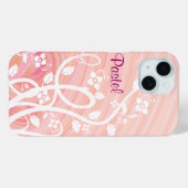 Coques Case-Mate iPhone Spirales roses et poivrées, fleurs et fleurs (Verso (horizontal))
