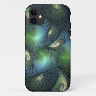 Case-Mate iPhone Case Spirales Turquoise Beige Vert Abstrait Fractal Art