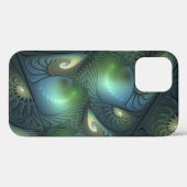 Coques Case-Mate iPhone Spirales Turquoise Beige Vert Abstrait Fractal Art (Verso (horizontal))