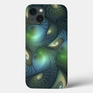 Case-Mate iPhone Case Spirales Turquoise Beige Vert Abstrait Fractal Art