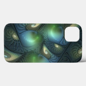 Coques Case-Mate iPhone Spirales Turquoise Beige Vert Abstrait Fractal Art (Verso (horizontal))