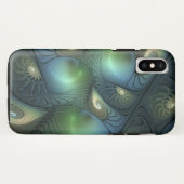Coques Case-Mate iPhone Spirales Turquoise Beige Vert Abstrait Fractal Art (Dos (Horizontal))