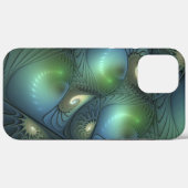 Coques Case-Mate iPhone Spirales Turquoise Beige Vert Abstrait Fractal Art (Verso (horizontal))