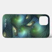 Coques Case-Mate iPhone Spirales Turquoise Beige Vert Abstrait Nom fractal (Verso (horizontal))