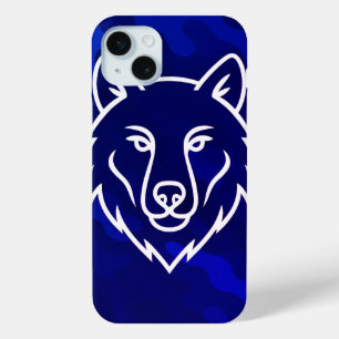 Coque iPhone 15 Mini Spirit Camouflage - White Wolf Line Art