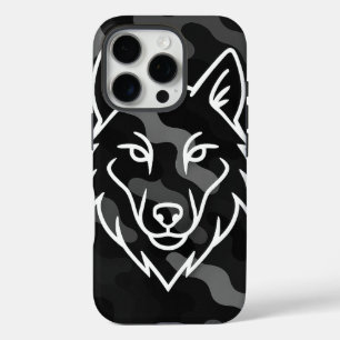 Coques iPhone 16 Pro Spirit Camouflage - White Wolf Line Art