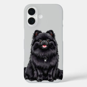 Coques iPhone 16 Spitz Japonais Chien Noir Mignon Chiot Amoureux De
