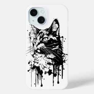 Coque Pour iPhone 15 Splash noir et blanc