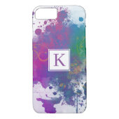 Coques Case-Mate iPhone Splashes Abstraits de peinture, Monogramme simple (Dos)