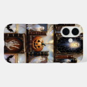Coques Case-Mate iPhone Spooky Cozy iPhone Case Ghost Pumpkin Bookshelf (Verso (horizontal))