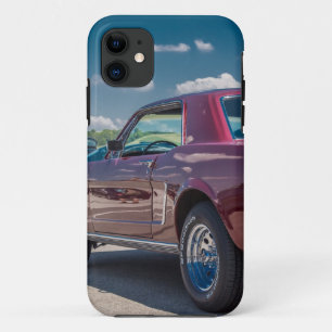 Coque iPhone 11 Sport automobile Mustang Muscle rouge Moteur Gears