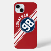 Coques Case-Mate iPhone Sporty Red, White and Blue Stripes Nom Numéro (Verso)