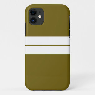 Case-Mate iPhone Case Sporty Twin White Racing Stripes Olive Arrière - p