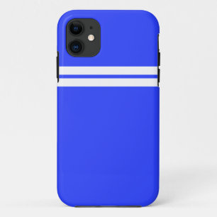 Case-Mate iPhone Case Sporty Twin White Racing Stripes Sur Royal Blue