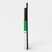 Coques Case-Mate iPhone Sporty Wide Kelly Green Racing Stripes Sur Blanc (Dos/Gauche)