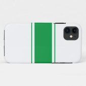 Coques Case-Mate iPhone Sporty Wide Kelly Green Racing Stripes Sur Blanc (Dos (Horizontal))