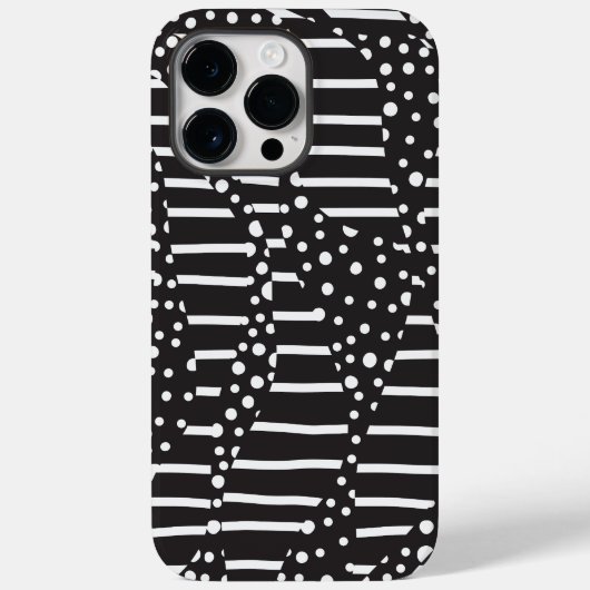 Coques Case-Mate iPhone Spots et bandes 2 en blanc sur noir (Verso)