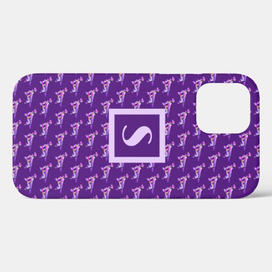 Coques Case-Mate iPhone Springer Spanien Chien Violet Silhouette Monogramm (Verso (horizontal))