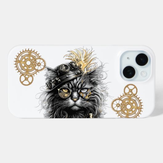 Coques Case-Mate iPhone Spunky Paws Le Chat Steampunk Funky (Verso (horizontal))