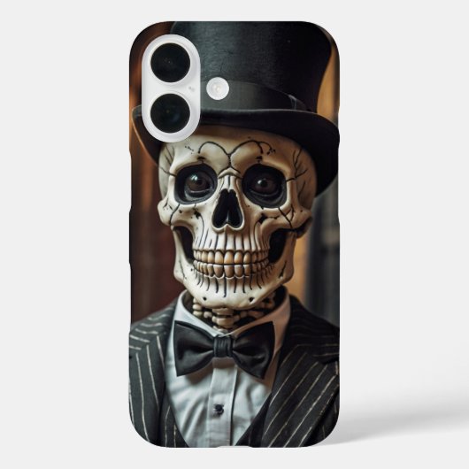 Coques Case-Mate iPhone Squelette drôle avec chapeau supérieur (Verso)