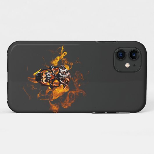 Coques Case-Mate iPhone Squelette rétro mort brûlant crâne en feu (Dos (Horizontal))
