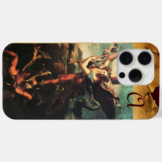 Coques Case-Mate iPhone St MICHAEL ARCHANGEL VANGUISHING SATAN Monogramme (Verso (horizontal))