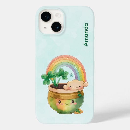 Coques Case-Mate iPhone St. Patrick's Day Whimsical Arc-en-ciel et trèfle (Verso)